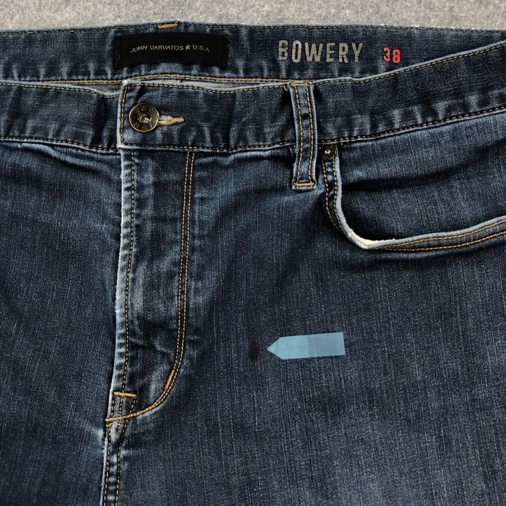 John Varvatos BOWERY Mens Jeans 38x34 (fits 39x34) Blue Straight Leg Dark Wash